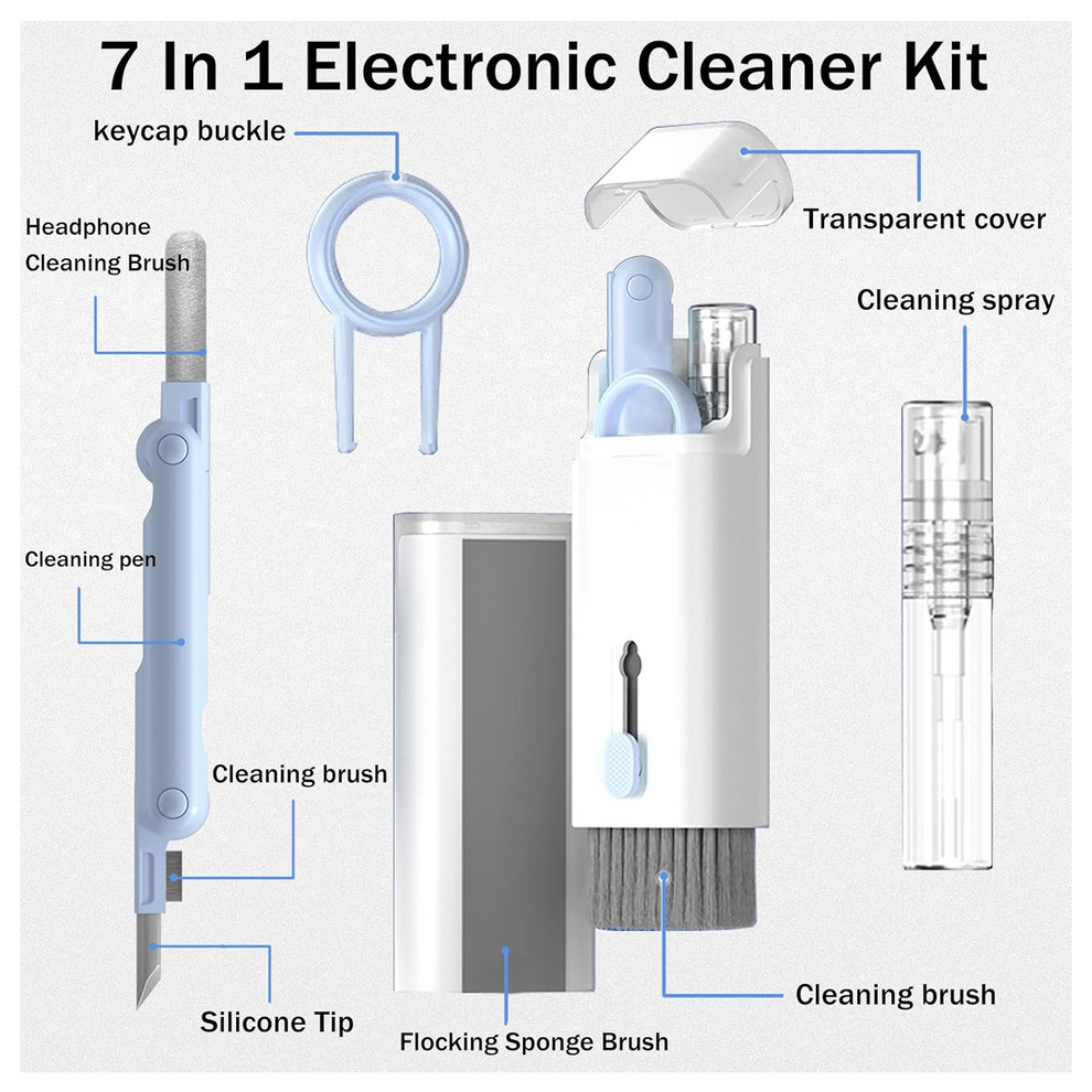 7 in 1 Electronic Cleaner Kit for Keyboard, Laptop, Mobile, Earbuds & Screen Cleaning – Multifunctional Gadget Cleaning Tool