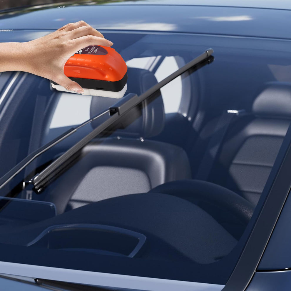 2-in-1 Car Oil Film Cleaning Brush | Windshield & Glass Cleaner with Built-in Liquid Tank | Anti-Fog & Water-Repellent Car Cleaning Tool (Pack of 2)